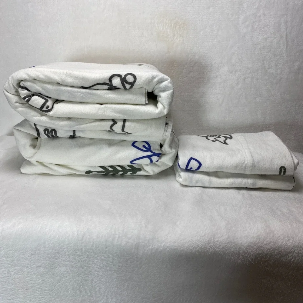 Tribal Camp Theme 100% Cotton King Sheet Set Deer Trees Tent‎ Campfire Soft Cozy